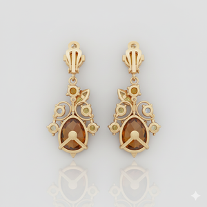 Yellow Onyx 8mm Round 15*23mm CZ <b>Earrings</b> for Women 925 Sterling Silver 18K <b>Gold</b> Plated <b>Dangle</b> Gemstone Jewelry Gift - Product Image 1