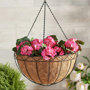 Pots de plantes d'intérieur, extérieur plus grand jardin décoratif, doublure de panier en fibre de coco, pot de fleur avec jardinière suspendue en métal - Product Image 1