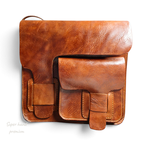 Genuine Leather Vintage Moroccan Style Shoulder Crossbody Bag with Two Straps <b>ZIP</b> Closure Handmade <b>Wallet</b> Case for Daily Travel - Product Image 1