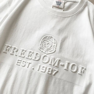 T-shirts à manches courtes personnalisés en gros avec logo en relief, couleur personnalisée, 100% coton pur, respirant, col rond, pour hommes - Product Image 2