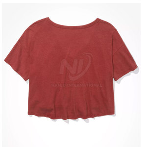 Meilleures ventes Top court en coton à col en V et design personnalisé pour femmes pour l'été, durable et à la mode - Product Image 2
