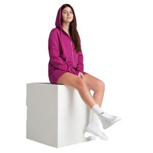 Sudadera con capucha de lana con cremallera completa de moda de alta calidad para mujer con traje corto de lana hecho de tela de lana polivinílica de algodón - Product Image 5