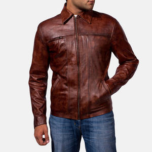 Chaqueta de cuero genuino de piel de oveja para hombre, chaqueta de motociclista de cuero multicolor para hombre. - Product Image 3