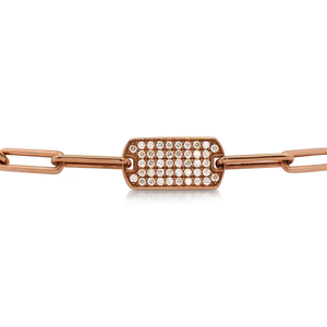 Pulsera de cadena de eslabones de cable pavé de diamante redondo Trg de perro chapado en oro rosa real sólido de 14K para joyería de moda para mujer - Product Image 4