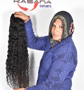 Cutícula sin procesar alineada Indian 100% Natural Raw bundle máquina doble trama onda profunda negro mujeres extensiones de cabello humano - Product Image 4