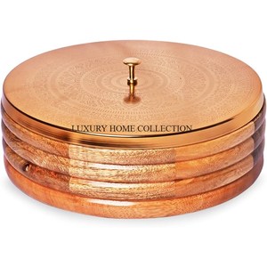 Budget-friendly Woodenl Roti <b>Boxes</b> with Metal Top Cap Airtight Lids to Maintain Freshness, Great for Home and <b>Outdoor</b> Dining - Product Image 2