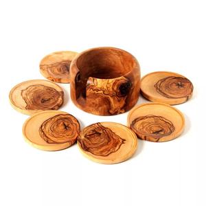 Posavasos de madera de estilo rústico, hechos a mano, ecológicos, para bebidas, café, té, cerveza, decoración de mesa de cocina, hotel, madera - Product Image 6