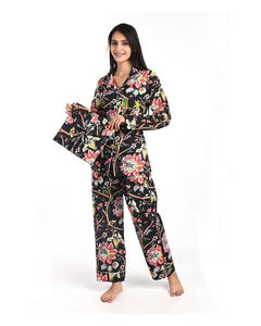 Ropa de dormir suave y transpirable para mujer, ropa de dormir personalizada para novia, dama de honor, conjunto de pijama de algodón con estampado Jaipuri para mujer - Product Image 1