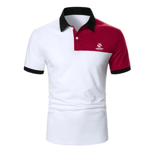 Polos de dos tonos para exteriores, camisetas de polo con impresión de logotipo personalizado, camisetas de polo rojas y blancas con cuello alto y botones de cuarto - Product Image 2