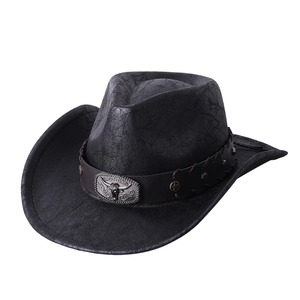 Sombrero de vaquero occidental para mujer imitación de cuero melocotón corazón diseño Jazz sombrero de copa Casual apropiado viaje Sombrero Hombre - Product Image 1