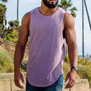 Débardeur Streetwear sans manches délavé à l'acide avec logo personnalisé débardeur Muscle Men Singlets pour hommes - Product Image 6