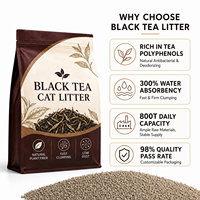 Litière pour chat au thé noir, naturelle, biodégradable, écologique, contrôle des odeurs, neutralisation de l'ammoniac, agglomérante à base de plantes, tenue 14 jours