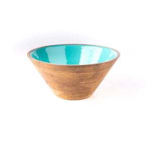 Nouvelle vaisselle en bois grand bol de service en bois pour salade légumes et Fruits bol à salade en bois d'acacia vaisselle bol d'autocollant en émail - Product Image 4