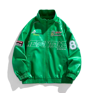 Chaqueta de carreras personalizada Unisex Biker motocicleta Vintage Streetwear Casual Stand Varsity chaqueta al aire libre Street Racing Jacket - Product Image 5