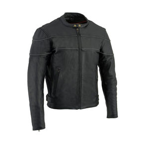 Col montant zippé chaud Moto matelassé élégant léger Caf Racer veste en cuir pour hommes personnalisé - Product Image 1