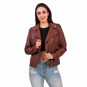 Chaqueta de Cuero para Mujer, Manga Larga, Nuevo Diseño, Transpirable, Precio al por Mayor, Totalmente Personalizable, Chaqueta de Cuero Gruesa - Product Image 6