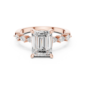 Joyas Swift en caja Anillo de halo de moissanita de oro de 10 quilates con configuración de pavé para boda o propuesta - Product Image 6