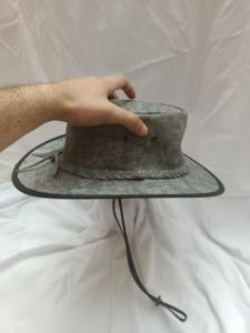 Sombrero de Vaquero de Cuero Genuino Gris Desgastado, Correa de Barbilla con Banda Trenzada, Ala Ancha, Sombrero Occidental para Exteriores, Sombrero de Vaquero de Cuero Hecho a Mano - Product Image 5