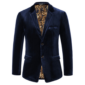<span class=keywords><strong>Blazer</strong></span> de soirée en <span class=keywords><strong>velours</strong></span> pour <span class=keywords><strong>homme</strong></span> OEM, élégant, à revers cranté, à deux boutons, veste en <span class=keywords><strong>velours</strong></span> <span class=keywords><strong>bleu</strong></span> pour <span class=keywords><strong>homme</strong></span>, costume - Product Image 1