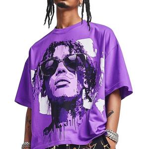 Camisetas gráficas personalizadas Camiseta de manga corta de algodón de gran tamaño Hip Hop con serigrafía de alta calidad para hombre - Product Image 3