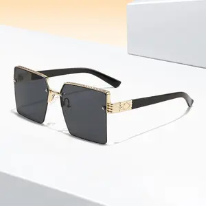 China Eyewear Brands Rimless Half Rim Driving Frame Men Oversized Square Expensive Best Sunglasses Glasses Organizer