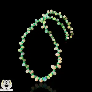 天然埃塞俄比亚蛋白石和赞比亚祖母绿项链蛋白石祖母珠宽松宝石项链