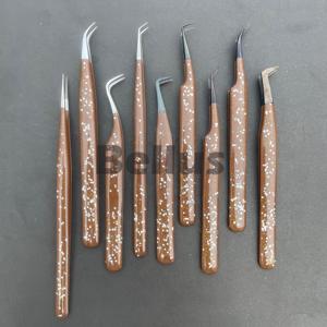 Pince à épiler en acier inoxydable avec logo personnalisé pour extensions de cils Pince à épiler professionnelle de marque privée - Product Image 1