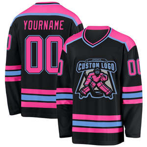 Nouveau produit Logo personnalisé Design Sublimation Hockey Jersey 100% Polyester Rugby Tops avec maillots de hockey sur glace imprimés - Product Image 1