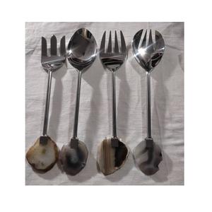 Couverts couteau fourchette et ouvre-couteau avec vernis fait main pour hôtel à bas prix ensemble de couverts en métal avec manche en agate - Product Image 5