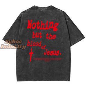 Style hip-hop 210g 100 pour cent coton hommes T-shirt coupe ample personnalisé sérigraphie jésus t-shirt - Product Image 3