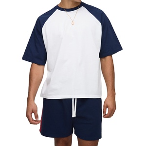 <b>Drop</b> Shoulder Raglan Sleeves 100% Cotton Breathable O-Neck Boxy Fit Oversized Men's Trendy Streetwear T-Shirt - Product Image 1