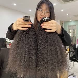 Best Service Wholesale Price Kinky Straight Yaki <b>Curly</b> Weft Hair Bundles Fast Shipping Worldwide Vietnamese Remy Hair <b>Extensions</b> - Product Image 2
