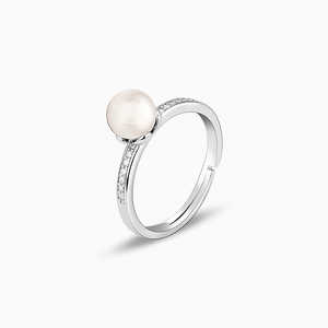 Anillo de flor de perla de plata-Joyería elegante y elegante - Product Image 3