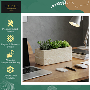 Diseño llamativo de calidad superior, venta al por mayor, decoración de jardín al aire libre ecológica, Mini drenaje de maceta de piedra travertino Natural - Product Image 4