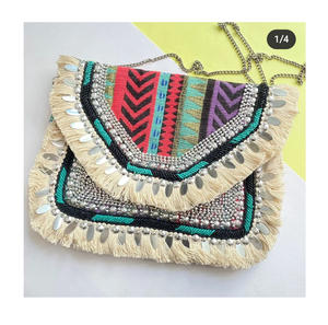 Style bohème indien fait à la main femmes concepteur soirée Shopping fête embrayage sacs de messager perlé sacs à bandoulière chaîne mode - Product Image 2