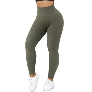 Yoga Leggings femmes coton bambou taille élastique contrôle du ventre taille élastique femmes Yoga Leggings coton bambou vêtements de sport - Product Image 4