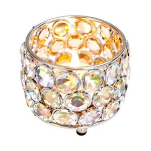 Decorative Christmas T-Light Holder Factory Price Gold Tea Lights <b>Candle</b> Holder Romantic Table Decoration K9 <b>Crystal</b> - Product Image 4