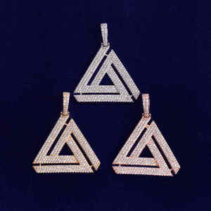 Nuevo Colgante de Moissanita con Forma de Pirámide Triangular, Estilo Hip Hop, Chapado en Rodio y Oro de 14K, Colgante de Lujo para Hombre, Regalo - Product Image 3