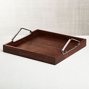 Bandeja de Madera Ecológica con Diseño de Asa Metálica, Apta para Lavavajillas, para Decoración Festiva Tradicional, Té, Café, Desayuno - Product Image 1