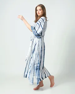 Magnifique Nouvelle Arrivée Robe de Plage Longue Kimono Écologique Respirante pour Femme, Style Tie-Dye, Idéale pour les Vacances d'Été - Product Image 5