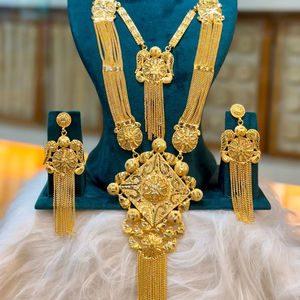 2024ซื้อที่ดีที่สุดชุดเครื่องประดับทองแดงชุบทอง24K แนววินเทจได้รับแรงบันดาลใจจากผู้ผลิตอินเดียเครื่องประดับแฟชั่นคอโมโรสแบบคลาสสิก - Product Image 1