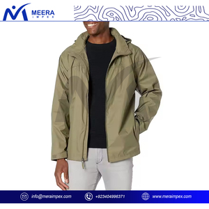 Chaqueta impermeable ODM para hombre, estilo callejero, de poliéster, repelente al agua, para otoño/primavera, con cremallera completa y cuello levantado, cortavientos impermeable - Product Image 2