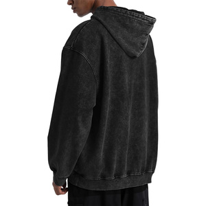 Sudadera con capucha estilo Vintage para hombre de alta calidad 100% algodón lavado con ácido bordado Streetwear personalizado OEM ODM invierno - Product Image 3