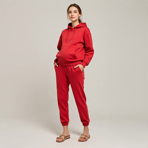 Chándal de maternidad para mujer Embarazo Peso pesado French Trey Fleece Maternidad Vintage Washed Sweatsuit Chándal Damas - Product Image 3