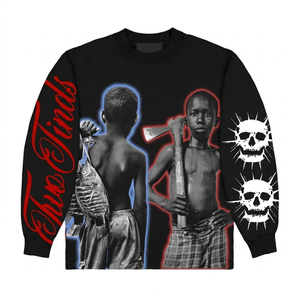 Premium cotton fleece oversized streetwear skull graphic urban style custom print 100% cotton T-shirt for men loose fit printed - Product Image 4