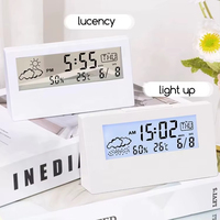 Horloge numérique électronique de bureau intelligente, calendrier, alarme, fonction snooze, température, humidité, design moderne transparent minimaliste