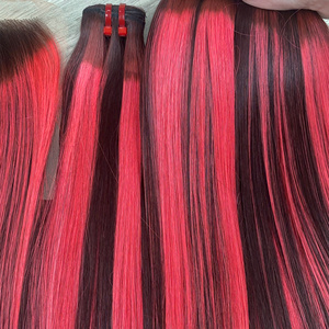 Extensions de cheveux vierges vietnamiens super double, lisses comme des baguettes, rose piano, 100g, avec dentelle transparente - Product Image 2