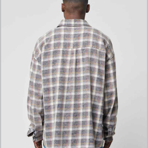 เสื้อเชิ้ตผ้าสักหลาดแขนยาวสำหรับผู้ชาย, เสื้อผ้าทำงานลำลองอบอุ่นผ้าฝ้ายนุ่มมีสไตล์ลายสก๊อตสำหรับใช้กลางแจ้งและในชีวิตประจำวัน - Product Image 4