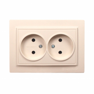 16A ลาเต้220V เต้ารับไฟฟ้าผนังคู่แบบไม่มีสายดินเต้ารับปิดภาคเรียนมาตรฐานอียูทองแดง ABS - Product Image 1