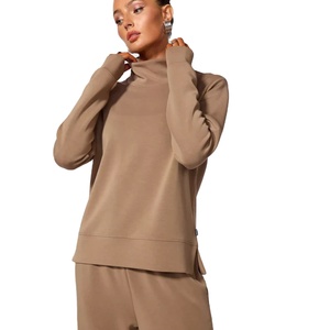 Women <b>Mock</b> <b>Neck</b> Sweatshirt Oversized Casual Pullover Fleece <b>Top</b> - Product Image 1